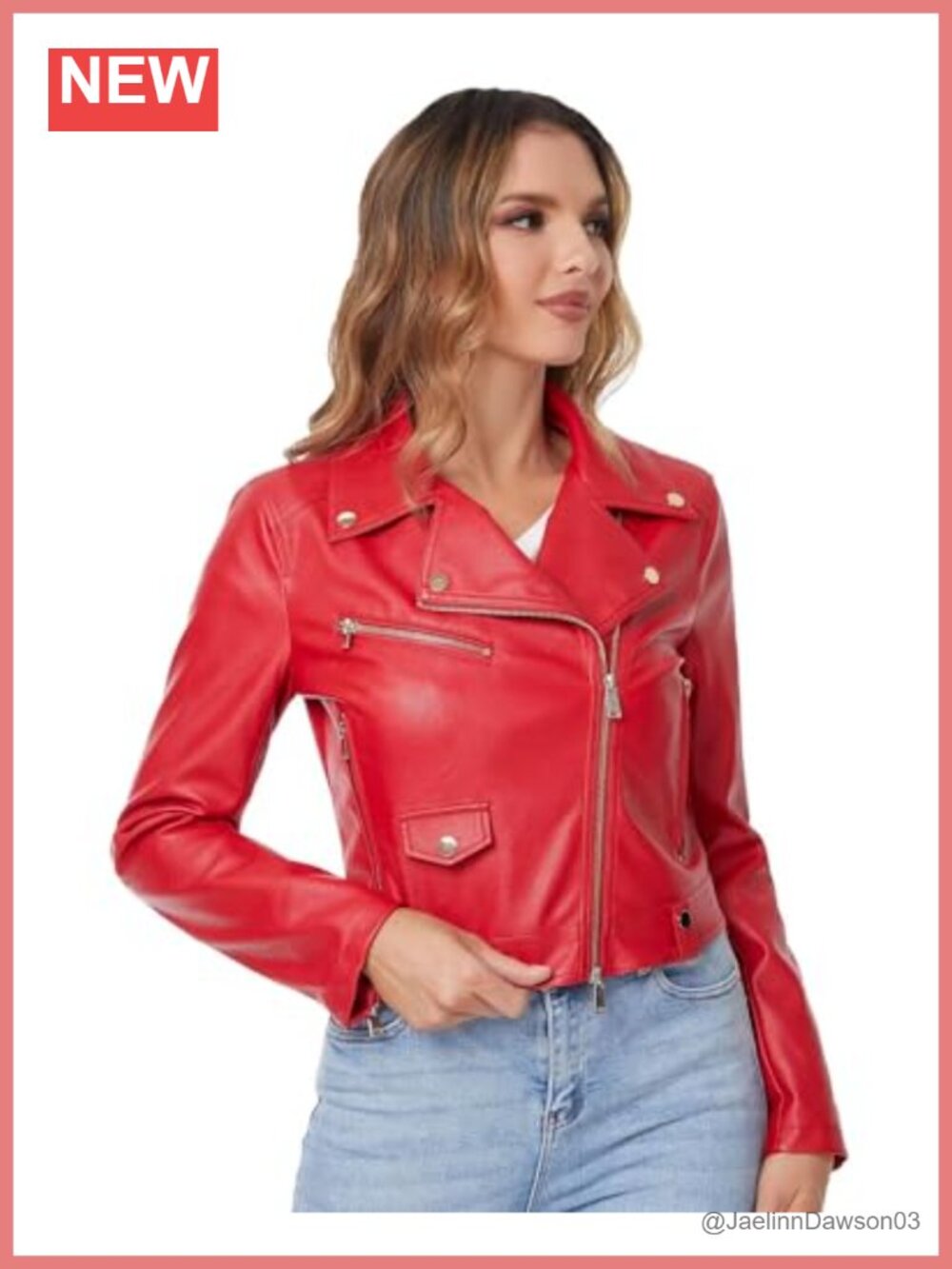 Women's Faux Leather Jacket Slim Belted PU Moto Coat Biker